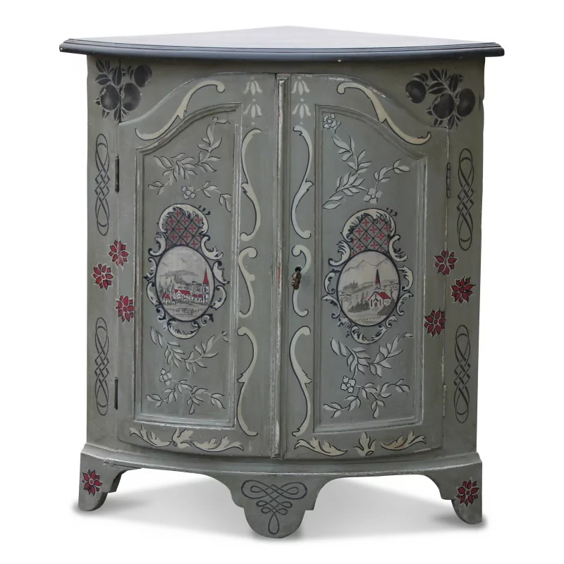 A fir corner. Painted wood with flower decor - Moinat - Chests of drawers, Commodes, Chifonnier, Chest of 7 drawers