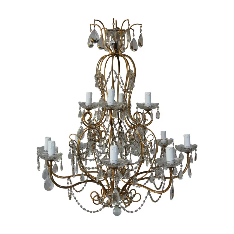 Un lustre de style Baroque bronze, verre - Moinat - Lustres, Plafonniers