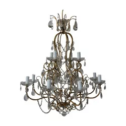 A Baroque bronze chandelier, glass