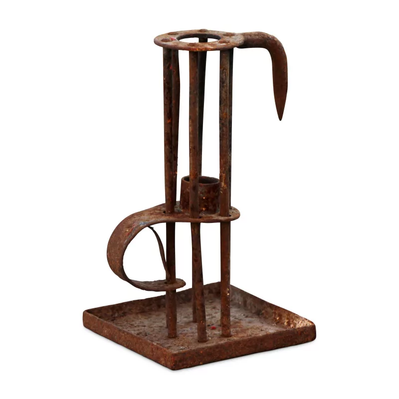 A wrought iron cellar torch. Vaudois - Moinat - Candleholders, Candlesticks