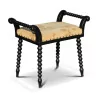 A small black turned wood bench seat. - Moinat - Stools, Benches, Pouffes
