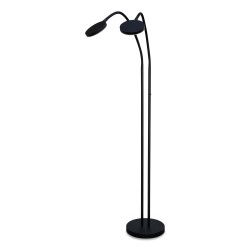 A two-light black LED floor lamp