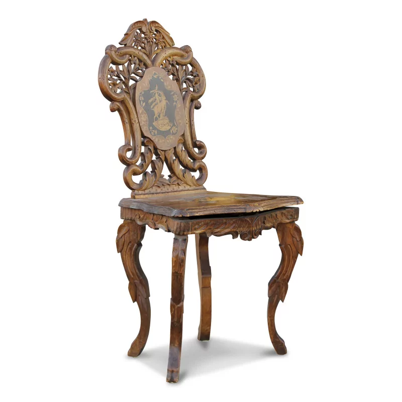 Une chaise de Brienz en bois sculptée - Moinat - Brienz