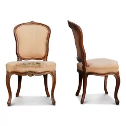 Deux chaises Louis XV en hêtre