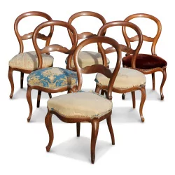 Six Louis Philippe chairs in walnut