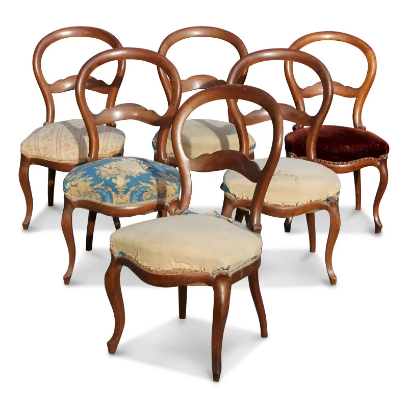 Six chaises Louis Philippe en noyer - Moinat - Chaises