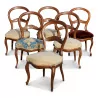 六把胡桃木 Louis Philippe 椅子 - Moinat - 椅子