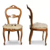 Deux chaises Louis XV Napoléon III en noyer - Moinat - Chaises
