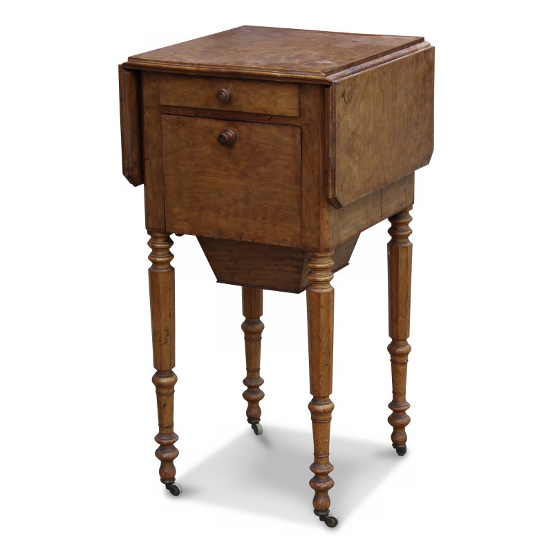A Napoleon III worker in burr walnut - Moinat - End tables, Bouillotte tables, Bedside tables, Pedestal tables