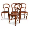 四把 Louis Philippe 胡桃木藤椅。 - Moinat - 椅子