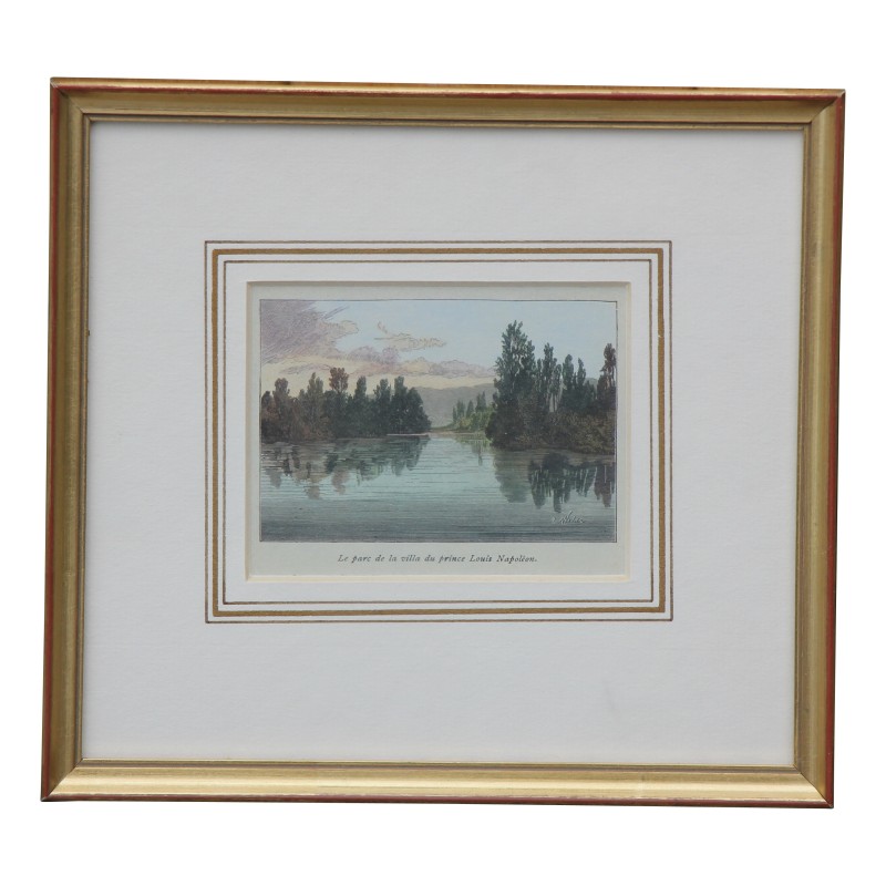 Eine Gravur, Der Park der Villa von Prinz Louis Napoleon - Moinat - Gravüren Eine Gravur, Der Park der Villa von Prinz Louis Napoleon - Moinat - Gravüren