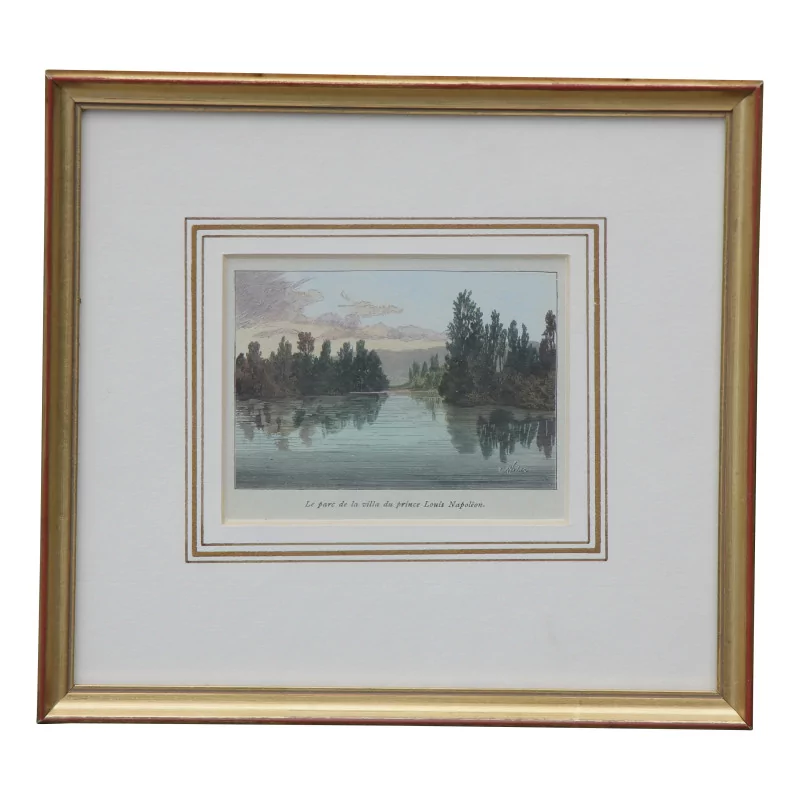 Une gravure, Le parc de la villa du prince Louis Napoléon - Moinat - Gravures