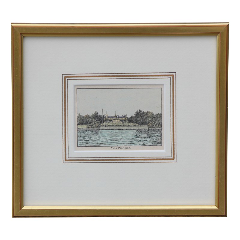 A woodcut, Villa Prangins. Swiss. Around 1880. - Moinat - Prints, Reproductions A woodcut, Villa Prangins. Swiss. Around 1880. - Moinat - Prints, Reproductions