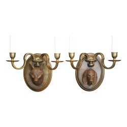 A pair of \"dog and fox\" wardrobes, Brienz.