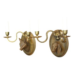 A pair of \"dog and fox\" wardrobes, Brienz.
