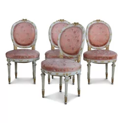 Four Louis XVI chairs in gilded wood