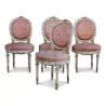Quatre chaises Louis XVI en bois doré - Moinat - Chaises