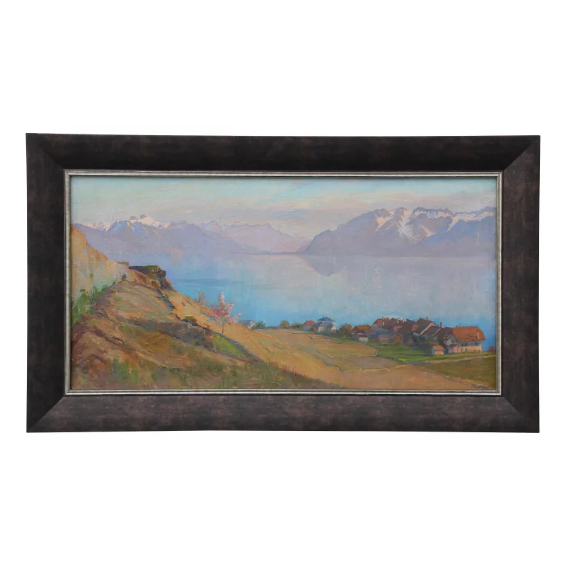 A work \"View of Lake Rivaz\" signed Parisod - Moinat - Painting - Landscape