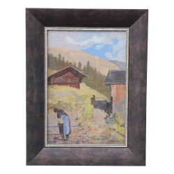 A work \"Woman at the fountain\" signed Charles Parisod
