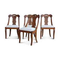 Vier Second Empire Stühle in Nussbaum
