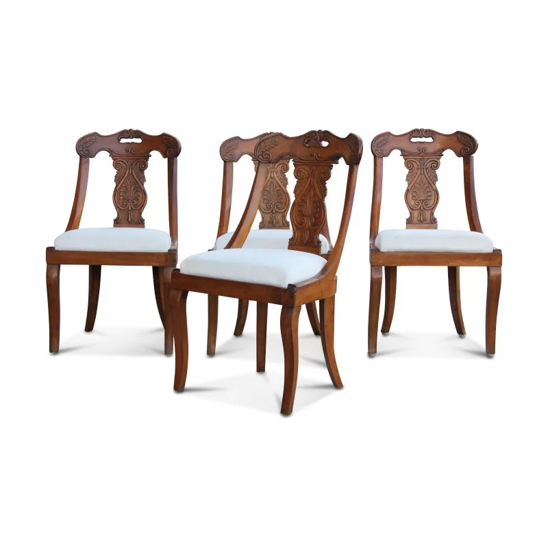 Vier Second Empire Stühle in Nussbaum - Moinat - Stühle