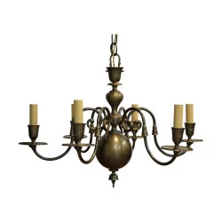 A solid bronze Dutch chandelier
