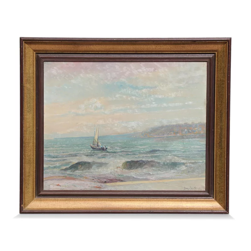 A work \"Lake of Geneva\" signed Louis Baudit - Moinat - Painting - Navy