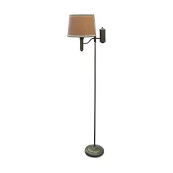 A \"Quinquet\" floor lamp with beige shade