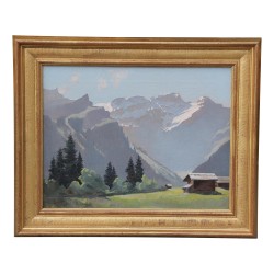 A work \"Snowy massif in summer\" by Charles Parisod