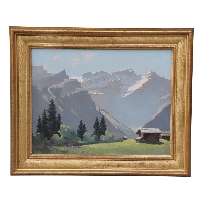 A work \"Snowy massif in summer\" by Charles Parisod - Moinat - Painting - Landscape