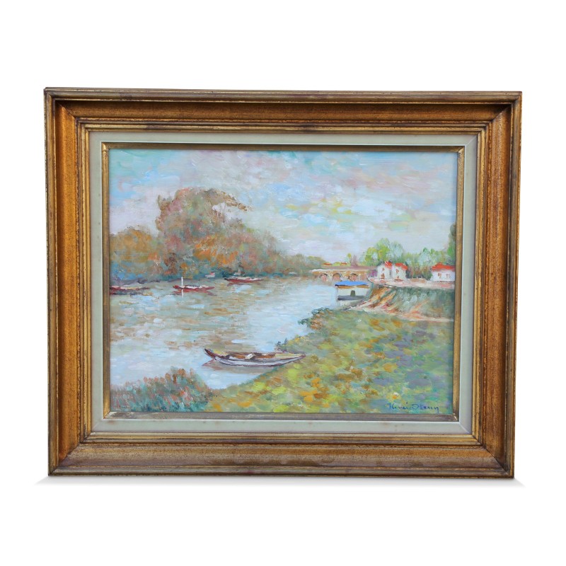 Un tableau "Bords de Marne" signé Henri Stenn - Moinat - Tableaux - Marine Un tableau "Bords de Marne" signé Henri Stenn - Moinat - Tableaux - Marine