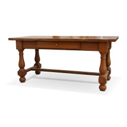 A rectangular farmhouse table