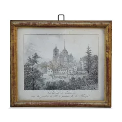 An engraving \"Cathedral of Lausanne\"