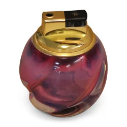 A purple \"Venini\" glass lighter