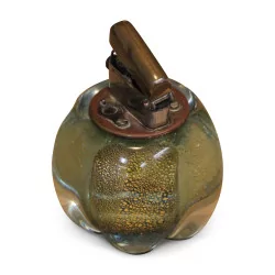 Un briquet en verre Vénini vert or