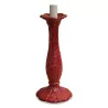 Une lampe piétement porcelaine rouge - Moinat - Lampes de table