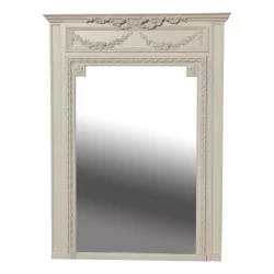 A white patina wood frame mirror