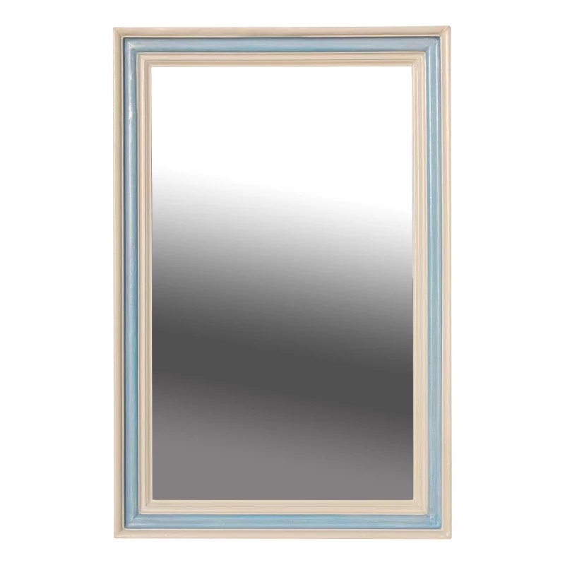 Ein Spiegel mit Holzrahmen und weißer und blauer Patina - Moinat - Spiegel