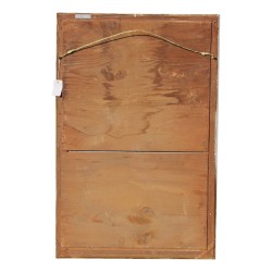 A wooden frame mirror with white and blue patina