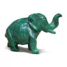 Un éléphant sculpté à la main en pierre de Malachite - Moinat - Accessoires de décoration