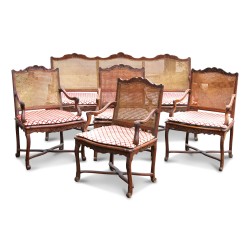 A Régence sofa and four armchairs