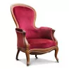 红丝绒胡桃木拿破仑三世扶手椅 - Moinat - 扶手椅