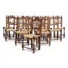 Twelve beech straw chairs. Spain - Moinat - Chairs