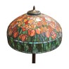 Un lampe style Tiffany Coquelicot en verre et plomb - Moinat - Lampes de table