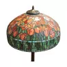 Eine Tiffany-Lampe im Poppy-Stil aus Glas und Blei - Moinat - Tischlampen