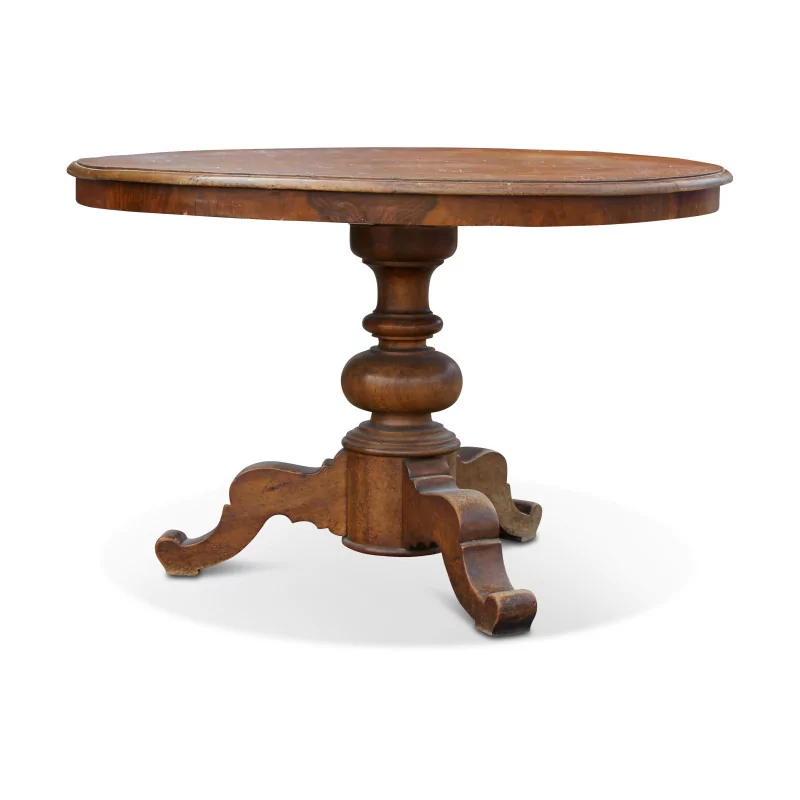 Une table ronde Louis Philippe en noyer - Moinat - Tables à jeux, Tables d’échangeur