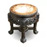 A small Chinese harness with carved hardwood base - Moinat - End tables, Bouillotte tables, Bedside tables, Pedestal tables