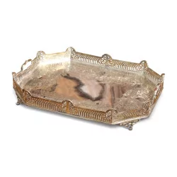 Edwardian tray in silver-plated and nielloed metal
