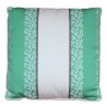 Un coussin carré recouvert de tissu blanc et vert - Moinat - Coussins