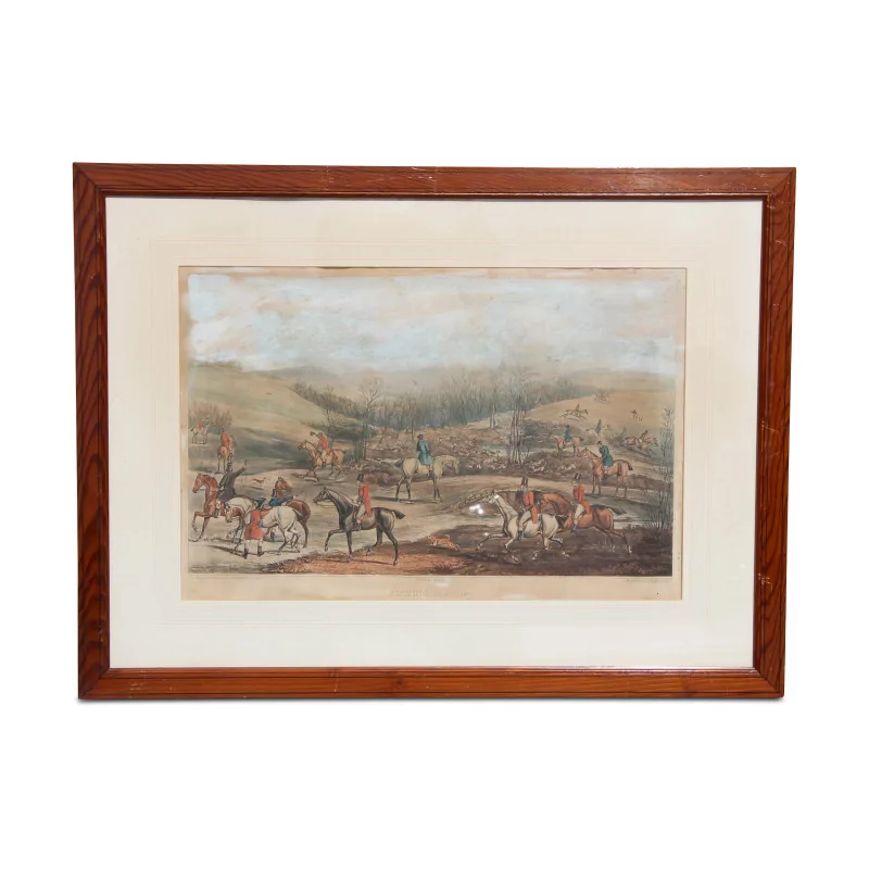An engraving \"Scene of hunting with hounds\" - Moinat - Prints, Reproductions